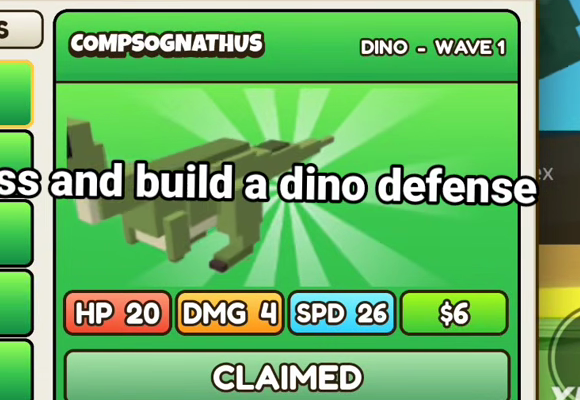 Compsognathus card, green header, DINO - WAVE 1, HP 20, DMG 4, SPD 26, $6